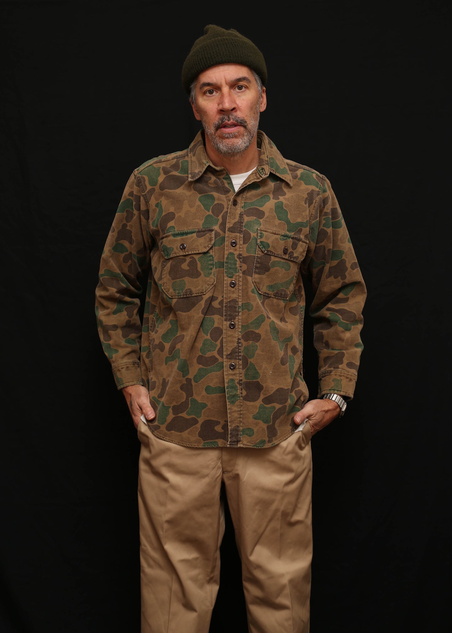 Woolrich Camo Button Up Canvas Shirt