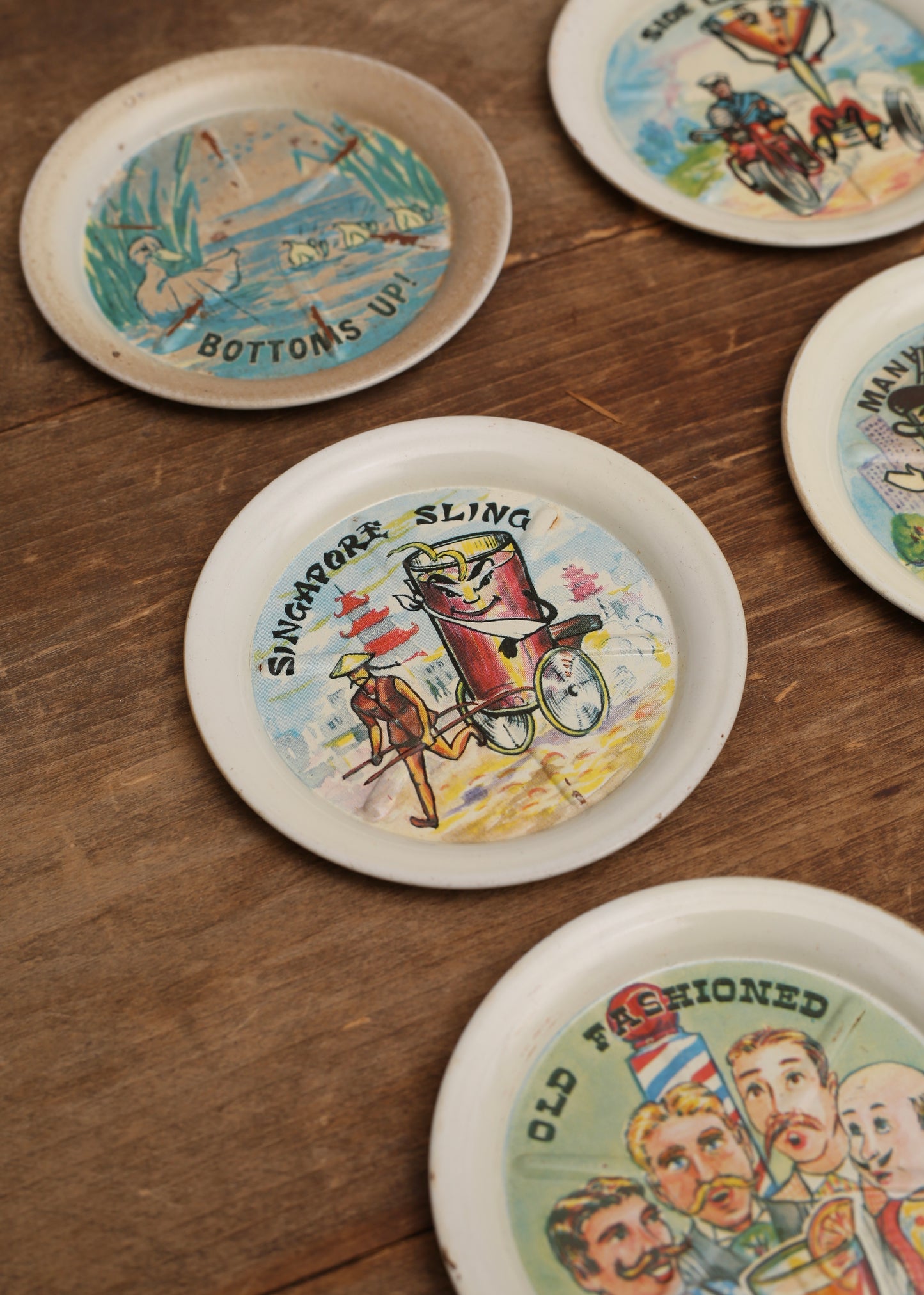 Vintage Tin Mixed Drink Coasters