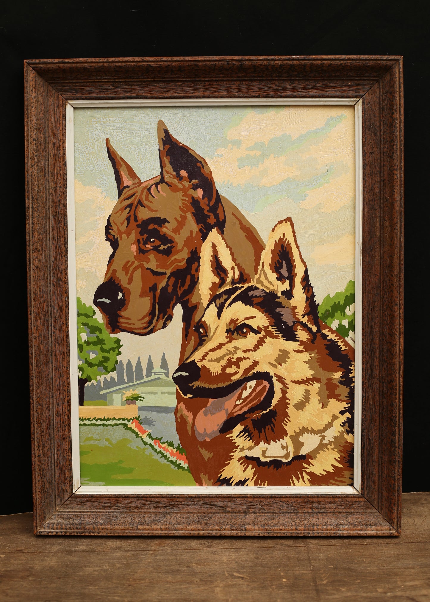 1950’s Mid Century Modern Framed Dog Paint By Number